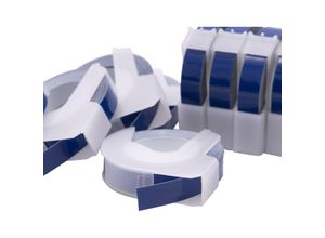 4062692055412 - 10x 3D Prägeband-Schriftband Kassette weiß auf blau kompatibel mit Dymo 1535 1540 1550 1570 1575 1745 1755 1765 Etiketten-Drucker 9mm - Vhbw