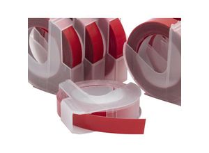 4062692055443 - 10x 3D Prägeband-Schriftband Kassette weiß auf rot kompatibel mit Dymo 1535 1540 1550 1570 1575 1745 1755 1765 Etiketten-Drucker 9mm - Vhbw