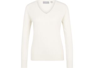 4062703067526 - GALERIA Seide-Cashmere Pullover V-Ausschnitt Rippbündchen für Damen weiß 44