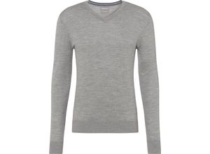 4062703837099 - GALERIA essentials Wollpullover V-Ausschnitt Rippblende für Herren grau XXL