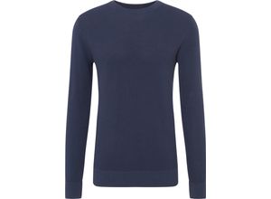 4062704102066 - MANGUUN Pullover Rundhals-Ausschnitt Rippbündchen für Herren blau XL