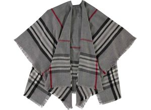 4062741159689 - adagio Poncho kariertes Design für Damen grau OneSize