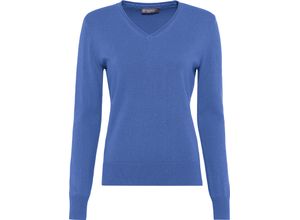 4062741537159 - GALERIA Seide-Cashmere Pullover Monaco V-Ausschnitt für Damen blau 34