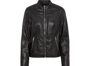 4062741578985 - MANGUUN collection Lederjacke Stehkragen Reißverschlusstaschen für Damen schwarz 42