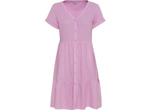 4062741683184 - MANGUUN Volantkleid Musselin-Optik Knopfleiste für Damen rosa 34