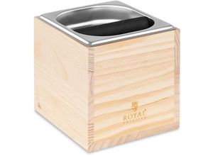 4062859012142 - Royal Catering - Espresso Klopfbehälter Knock Box gn 1 6 Rostfritt stål trä mit Abklopfstange