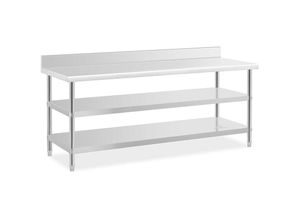4062859093806 - Royal Catering - Edelstahltisch mit Aufkantung Arbeitstisch Küche 200 x 70 x 165 cm 2 Ablagen 4062859093806 - Royal Catering - Edelstahltisch mit Aufkantung Arbeitstisch Küche 200 x 70 x 165 cm 2 Ablagen