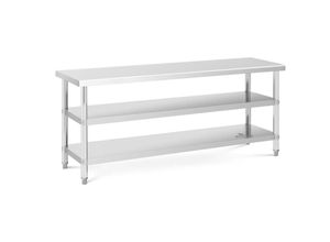 4062859093837 - Royal Catering - Edelstahltisch Arbeitstisch Küche 200 x 90 x 5 cm 2 Ablagen verstellbare Füße