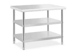 4062859093998 - Royal Catering - Edelstahltisch Arbeitstisch Küche 100 x 70 x 5 cm 2 Ablagen verstellbare Füße