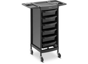 4062859101112 - - Rollbarer Friseurtrolley Friseurwagen Kosmetikwagen 6 Schubladen 10 kg schwarz