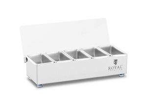 4062859117403 - Royal Catering - Zutatenbehälter Aufsatzboard Zutatenbehälter Edelstahl 5 x 04 l mit Abdeckung - Weiß