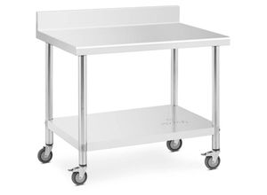 4062859128355 - Royal Catering - Rollbarer Edelstahl Arbeitstisch Edelstahltisch Aufkantung 70 x 100 cm 155 kg