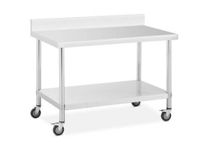 4062859128379 - Royal Catering - Rollbarer Edelstahl Arbeitstisch Edelstahltisch Aufkantung 70 x 120 cm 158 kg