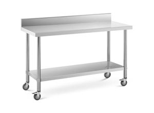 4062859128386 - Royal Catering - Rollbarer Edelstahl Arbeitstisch Edelstahltisch Aufkantung 60 x 150 cm 160 kg