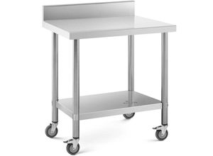 4062859128409 - Royal Catering - Rollbarer Edelstahl Arbeitstisch Edelstahltisch Aufkantung 60 x 80 cm 135 kg