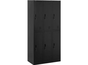 4062859141323 - Spindschrank Schließfachschrank Metallschrank abschließbar 6 Spinde 200 kg - Anthrazit Schwarz