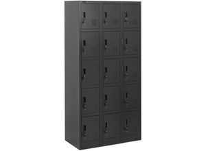 4062859141347 - Spindschrank Schließfachschrank Metallschrank abschließbar 15 Spinde 200 kg - Anthrazit Schwarz