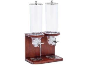 4062859165046 - Royal Catering - Müslispender Cerealienspender Lebensmittelspender 2 x 35 l Kunststoff   Buche - Braun Silbern