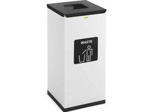 4062859187048 - - Mülleimer Abfalleimer Küche Mülltrenner Deckel Bio Label 60 Liter Recycling - Weiß