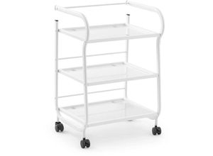 4062859191410 - - Kosmetikwagen Arbeitswagen Beistellwagen Salon-Trolley 3 Ablagen Weiß