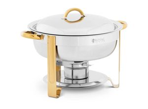 4062859195814 - Royal Catering - Chafing Dish Warmhaltebehälter Rechaud rund Goldakzente 45 l 1 Brennstoffzelle