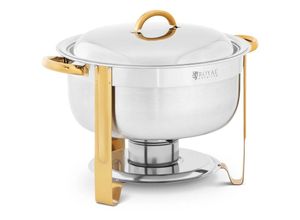 4062859195838 - Royal Catering - Chafing Dish Warmhaltebehälter Rechaud rund Goldakzente 45 l 1 Brennstoffzelle