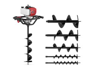 4062859196217 - Erdbohrer Erdlochbohrer Pfahlbohrer Benzin Erdbohrgerät 16 kW sechs Bohrer - Schwarz