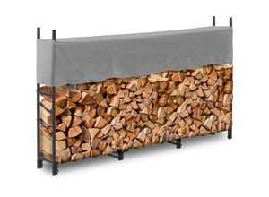 4062859201034 - - Kaminholzregal Brennholzregal Holzständer mit Abdeckung 100 kg Stahl schwarz - Schwarz