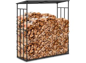 4062859201058 - - Kaminholzregal Brennholzregal Feuerholz-Unterstand mit Dach 300 kg Stahl schwarz