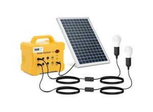 4062859202338 - - Powerstation mit Solarpanel 10 w 2 LED-Leuchten 6 x 12 v (dc) + 2 x usb 12 v - Schwarz