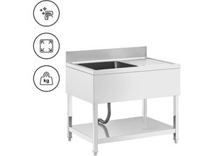 4062859232182 - Royal Catering - Spültisch 1 Becken 500 x 500 x 300 mm Ablage Edelstahl-Spültisch Gastro