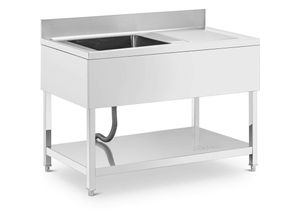 4062859232199 - Royal Catering - Spültisch 1 Becken zu 500 x 500 x 300 mm Ablage Edelstahl Gastro-Spültisch - Silbern