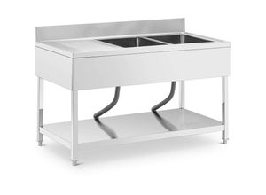 4062859232205 - Royal Catering - Spültisch 2 Becken zu 500 x 400 x 250 mm Ablage Edelstahl Gastro-Spültisch