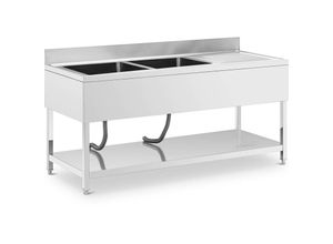 4062859232229 - Royal Catering - Spültisch 2 Becken zu 500 x 500 x 300 mm Ablage Edelstahl Gastro-Spültisch