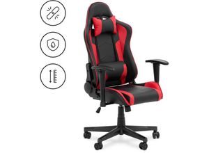 4062859235398 - - Einstellbarer Gaming-Stuhl PC-Stuhl mit Armlehnen Nacken- & Lordosenstütze - Schwarz Rot