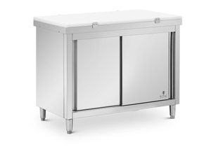 4062859241382 - Royal Catering - Arbeitsschrank Edelstahl 120 x 60 cm 500 kg mit Schneidplatte Edelstahlschrank