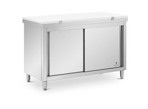 4062859241399 - Royal Catering - Arbeitsschrank Edelstahl 140 x 60 cm 500 kg mit Schneidplatte Edelstahlschrank