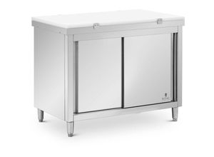 4062859241412 - Royal Catering - Arbeitsschrank Edelstahl 120 x 70 cm 500 kg mit Schneidplatte Edelstahlschrank