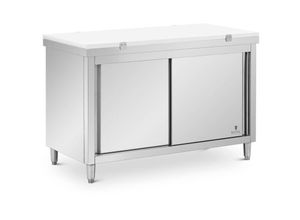 4062859241429 - Royal Catering - Arbeitsschrank Edelstahl 140 x 70 cm 500 kg mit Schneidplatte Edelstahlschrank