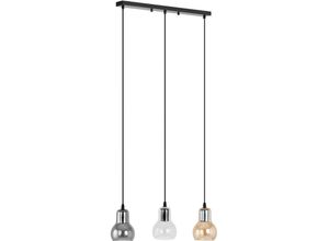 4062859244352 - - Pendelleuchte 3 Lampenschirme Rauchglas E27 Hängelampe Hängeleuchte Deckenlampe - Bernstein Transparent Schwarz Grau Silbern