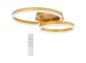 4062859244376 - - Deckenleuchte 2 Kreise Deckenlampe Wohnzimmer Schlafzimmer Fernbedienung led 35 w - Golden