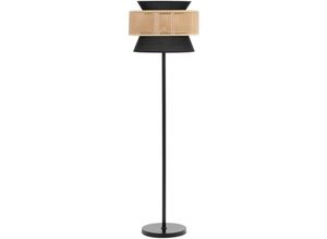 4062859244390 - - Stehlampe Rattanschirm 40 w E27 Stehleuchte Standleuchte modern Wohnzimmer - Beige Schwarz Weiß