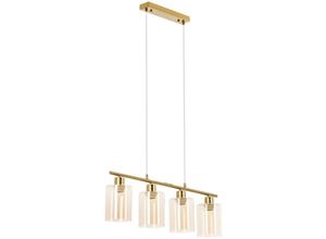 4062859244413 - - Pendelleuchte 4 Glasschirme E27 Pendellampe Hängelampe Deckenlampe golden - Bernstein Transparent Golden