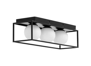 4062859244420 - - Deckenleuchte 30 w 3 Glaskugeln Deckenlampe Wohnzimmer Schlafzimmer Eisenrahmen - Schwarz Mattweiß