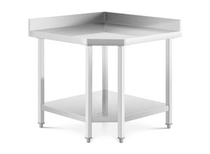 4062859945235 - Royal Catering - Ecktisch Edelstahl 90 x 70 cm Edelstahltisch bis 300 kg Arbeitstisch Gastro