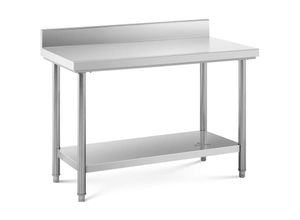 4062859956026 - Royal Catering - Edelstahl Arbeitstisch Edelstahltisch Zerlegetisch 120 x 60 cm Aufkantung 137 kg - Silbern