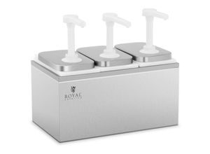 4062859990853 - Royal Catering - Saucenspender Pumpspender Senfspender Dosierspender Edelstahl 3 Pumpen 3 x 2 l