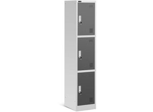 4062859997777 - Fromm&starck - Metallschrank Spindschrank Metallspind abschließbar 3-fach Schließfachschrank - Dunkelgrau Grau