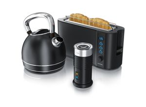 4062861006580 - Arendo Frühstücks-Set in Schwarz matt - Wasserkocher   Toaster   Milchaufschäumer