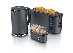 4062861009246 - Arendo Frühstücks-Set in grau Wasserkocher   Toaster   Eierkocher